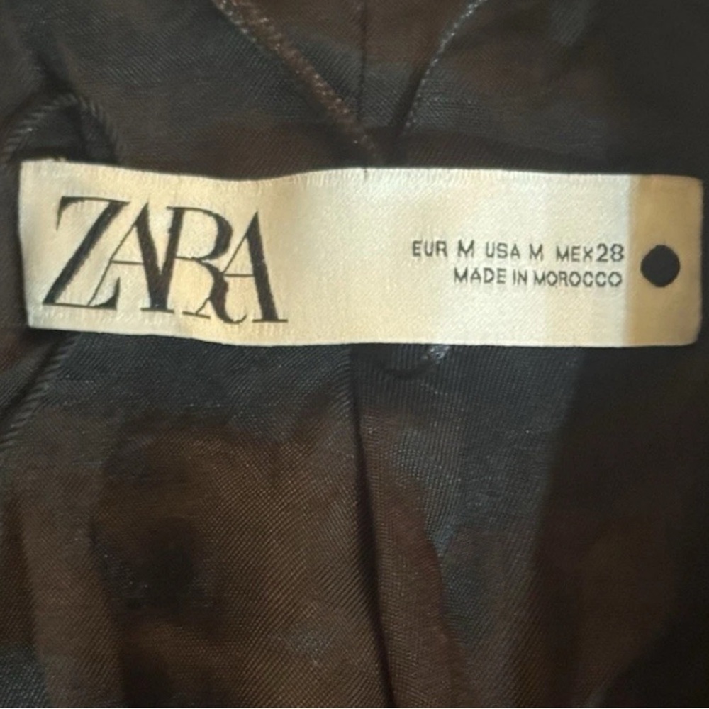 Zara Black Cropped Blazer Jacket One Button Size M - Picture 4 of 4